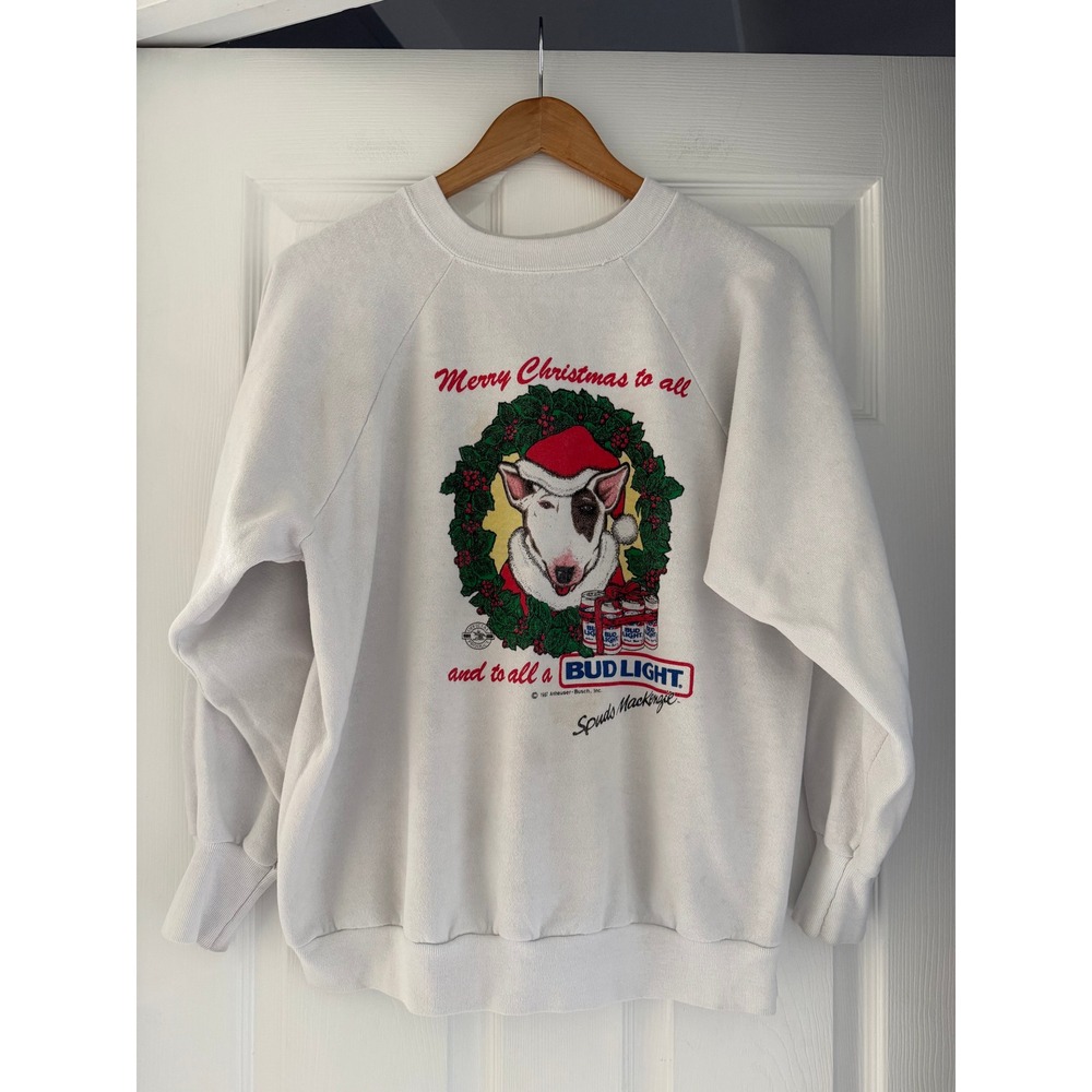 VTG 1987 Bud Light Spuds Mackenzie Christmas Sweatshirt Retro
